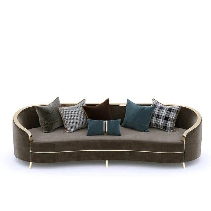 3 Seater Chocolate Tan Curved Sofa - Image 2