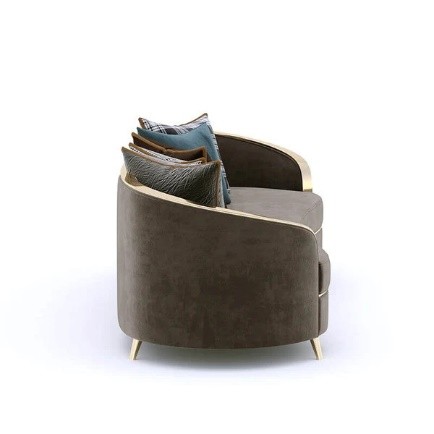 3 Seater Chocolate Tan Curved Sofa - Image 3