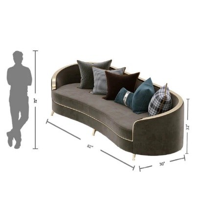 3 Seater Chocolate Tan Curved Sofa - Image 4