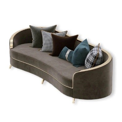 3 Seater Chocolate Tan Curved Sofa - Image 5