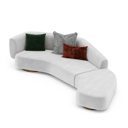 4 Seater Modern Light Grey Curved Sofa - Image 2