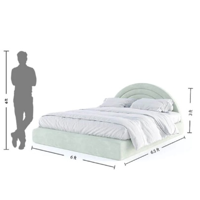 Modern Sunrise King-Size Green Bed with Hydraulic Storage - Image 3