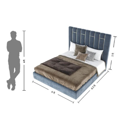 Velvet Upholstered Navy King-Size Bed for Luxury Bedroom - Image 3