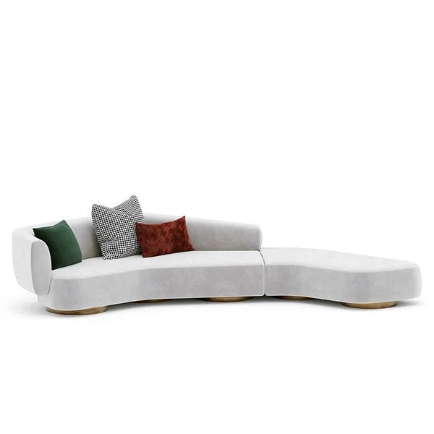 4 Seater Modern Light Grey Curved Sofa - Image 4