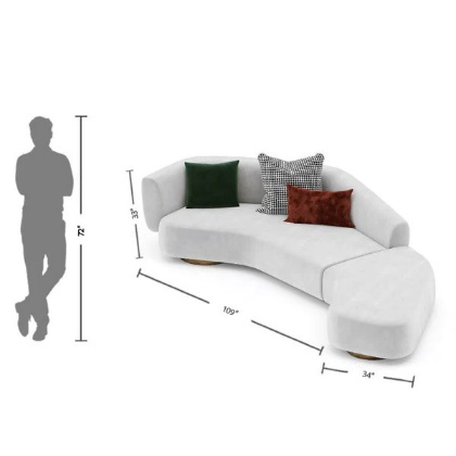 4 Seater Modern Light Grey Curved Sofa - Image 5