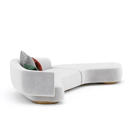 4 Seater Modern Light Grey Curved Sofa - Image 6