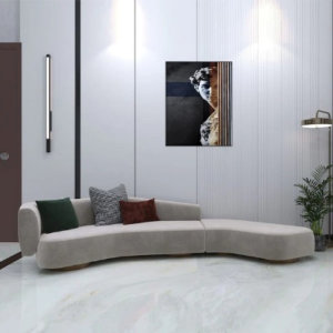 4 Seater Modern Light Grey Curved Sofa