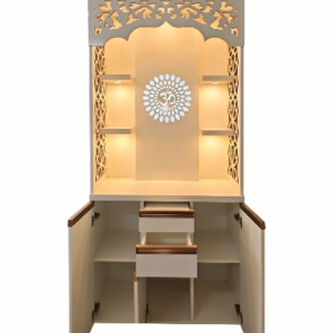 Alpine Willow Modular Temple 3X7 Ft W/ Doors I Temple For Home I Mandir For Home I Decorative Temple For Home I Mandir For Home & Office W/ Led Lights I Corian Design Mandir For Home-Wood,Brown (Copy)