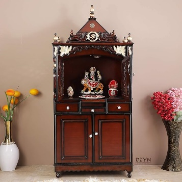Furnitures Pooja Graham Large Teak Wood Pooja Mandap Doors Teak Wood Pooja Temple Home Big Size Stand Home Temple Door Pooja Mandir Home Big Size Brown Gold