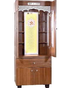 The Mandir Store Wooden Mandir/Home Temple/Large Mandir for Home 5 Feet Height/Mandir with Doors Fixed